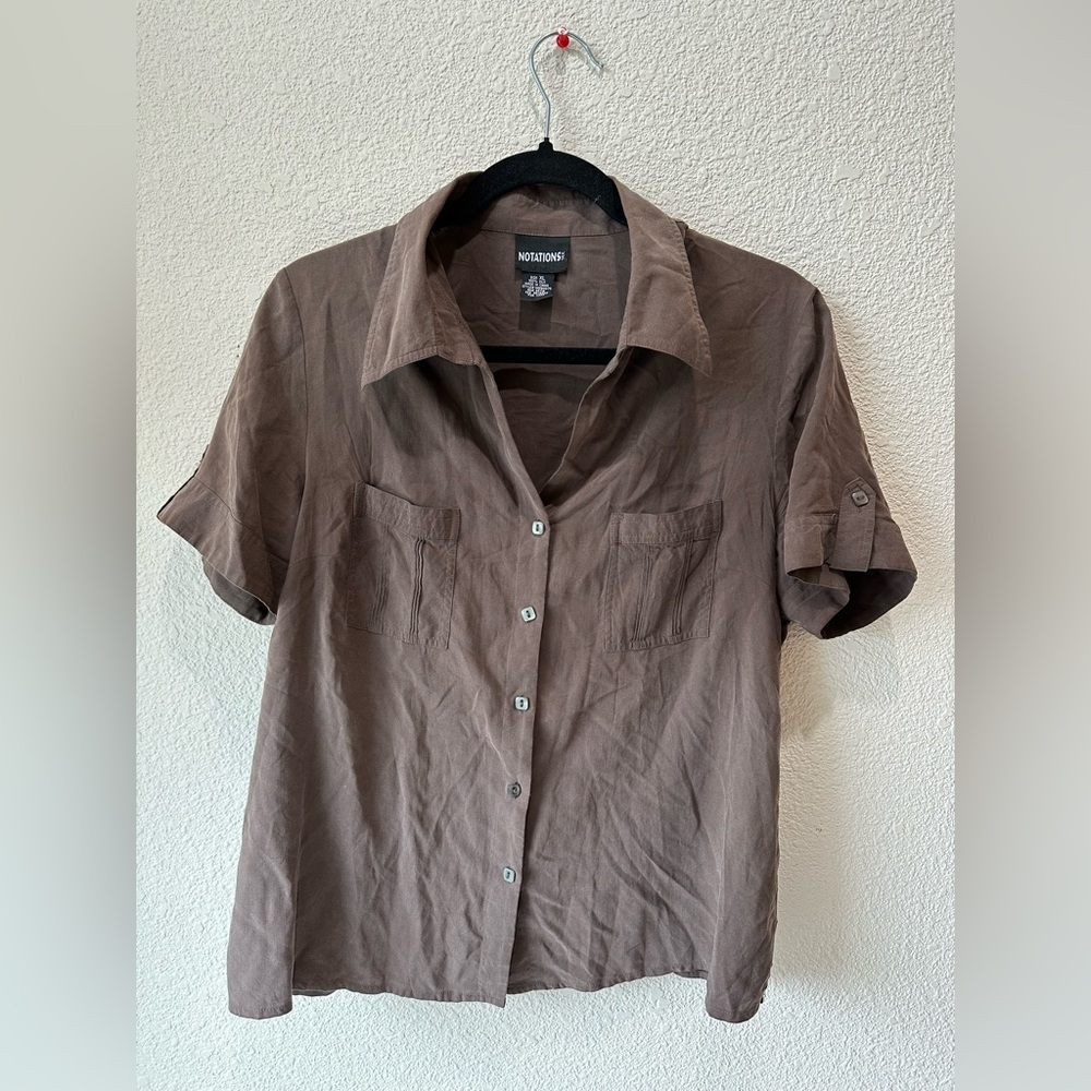 Notations silk blouse XL light brown